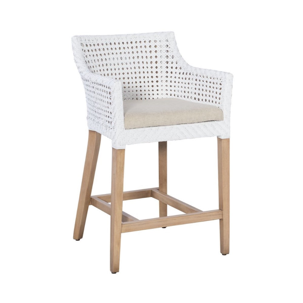 Counter Stool Blora White Woven Rattan