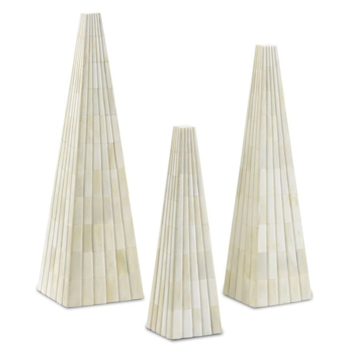 Luxury Accessories - Obelisk Set White Decor Sculpture Bone Wood