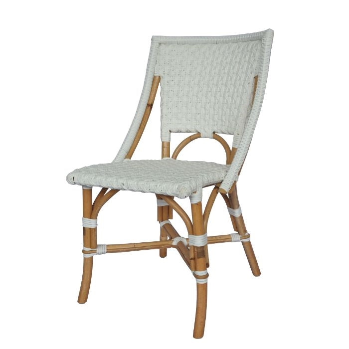 Unique White Woven Bistro Dining Chair on Rattan Frame BSEID