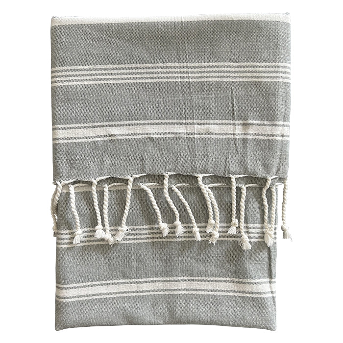 Grey and best sale white striped throw