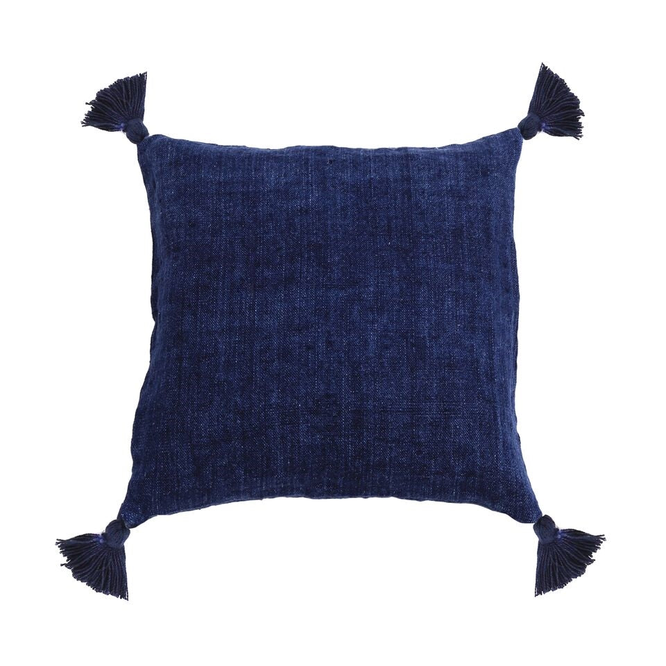 Navy Blue Indigo Linen Pillow