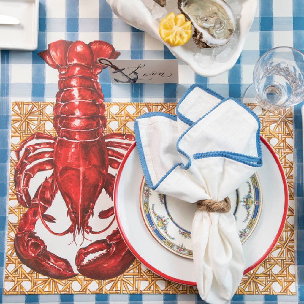 lobster and rattan weave paper placemat display 