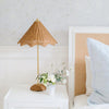 rattan table lamp scalloped edge natural organic on nightstand