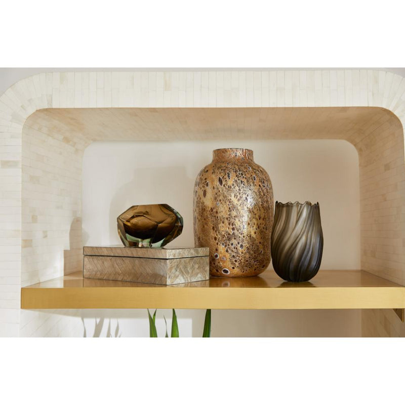 natural bone etagere 3 brass-clad shelves