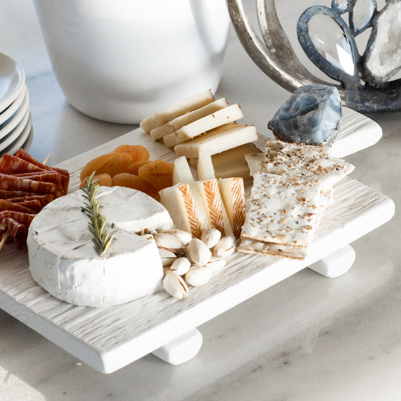 white footed wood serving board agate