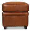 footstool ottoman square four feet nail heads leather distressed brown cube