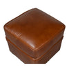 footstool ottoman square four feet nail heads leather distressed brown cube