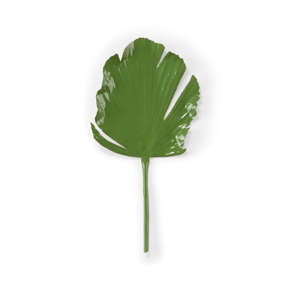 wall decor green enamel organic palm leaf right