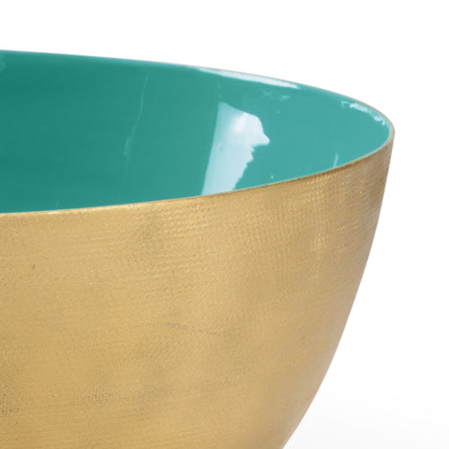 aqua enamel bowl polished gold round decorative bowl