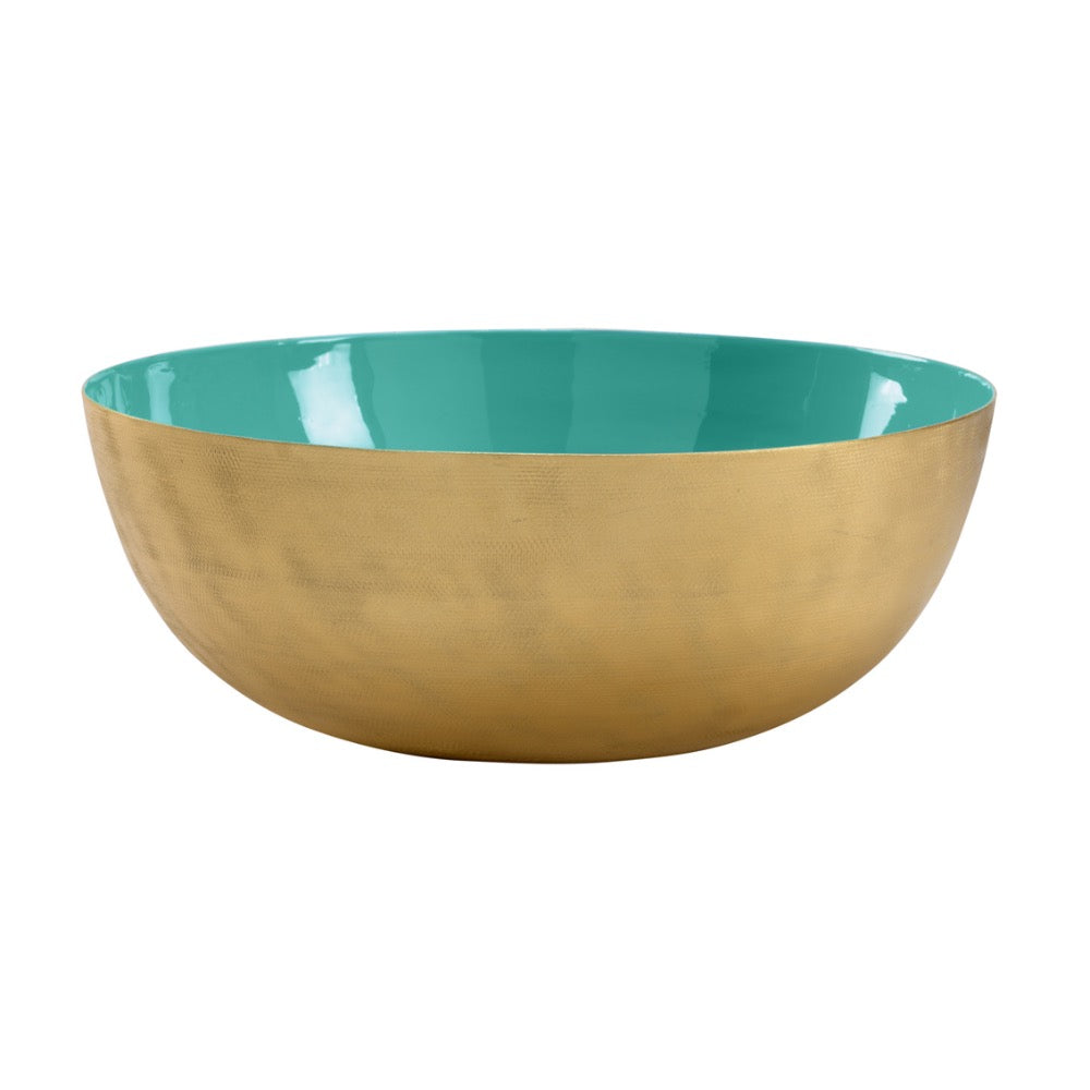 aqua enamel bowl polished gold round decorative bowl