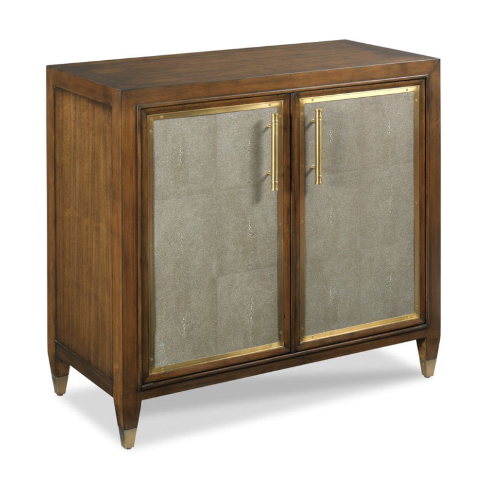 cabinet faux shagreen walnut edges brass accents