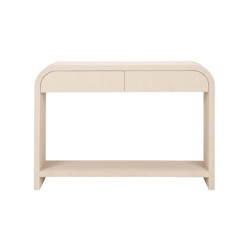 cream console drawers rounded corners