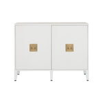 glossy white wood buffet gold accent