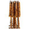 A neatly folded set of Tortoise Shell Bamboo Tray Tables with a rustic design