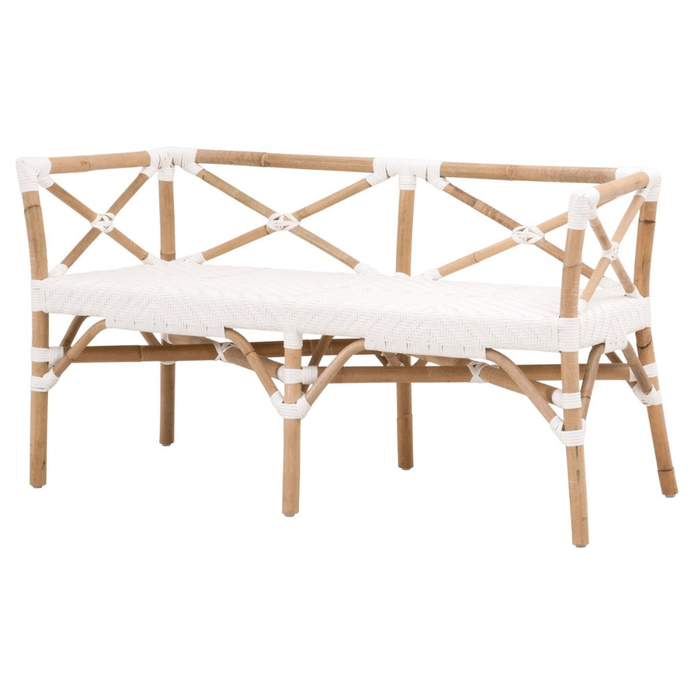 rattan white binding bench natural coastal style