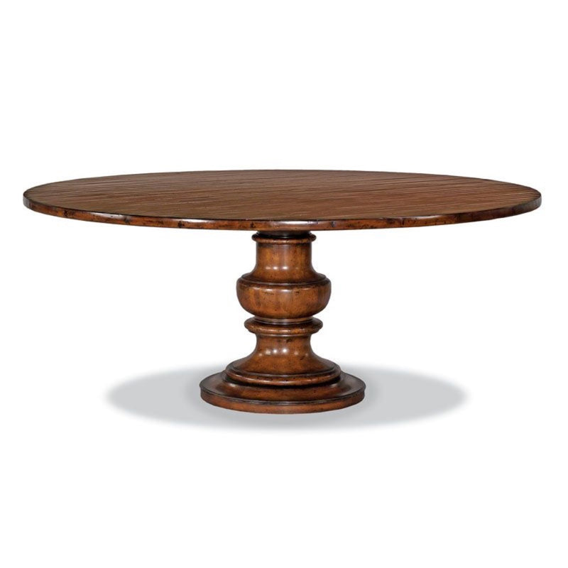 cherry veneer molded base pedestal dining table round