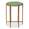 watercress shagreen round side table gold frame leather wood iron