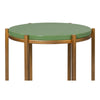 watercress shagreen round side table gold frame leather wood iron