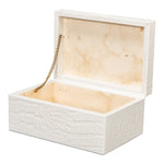 leather box crocodile antique pearl leather wood set 