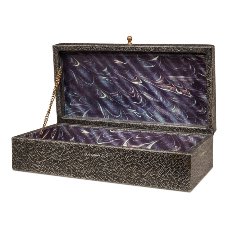 shagreen decor box set rectangle antique gray finish