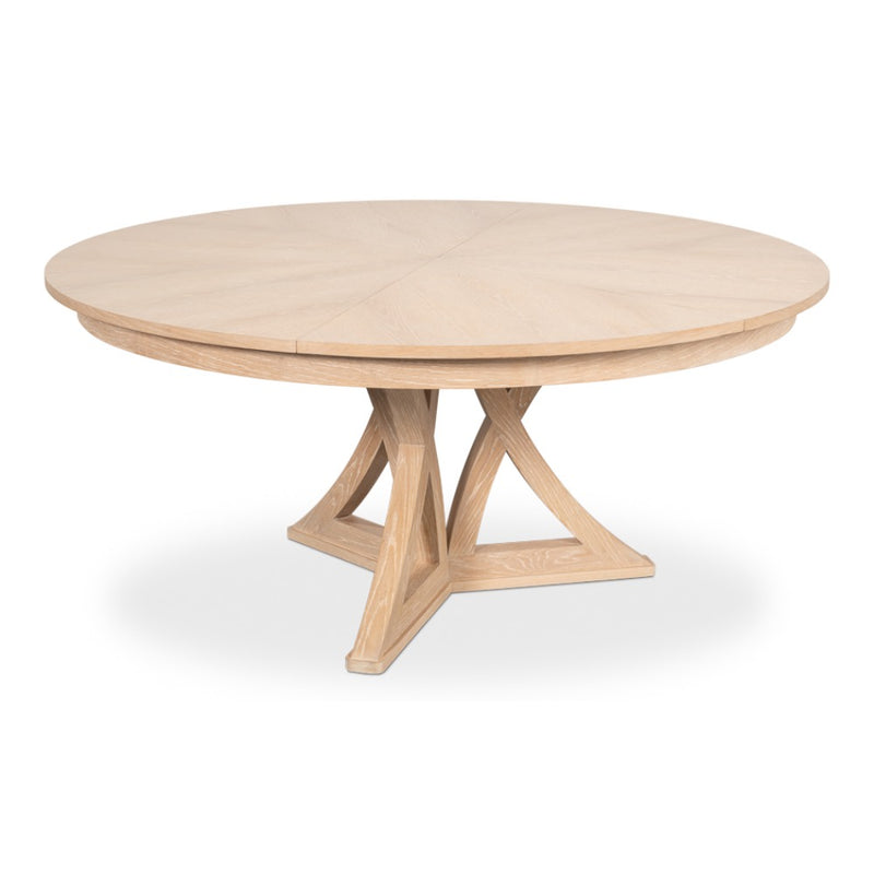 round bleached oak round expandable jupe dining table large