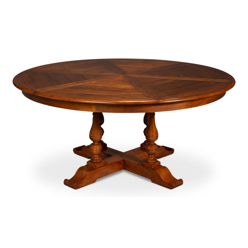 round wood old world walnut finish expandable jupe dining table