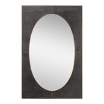 antique gray shagreen mirror rectangle frame brass detail