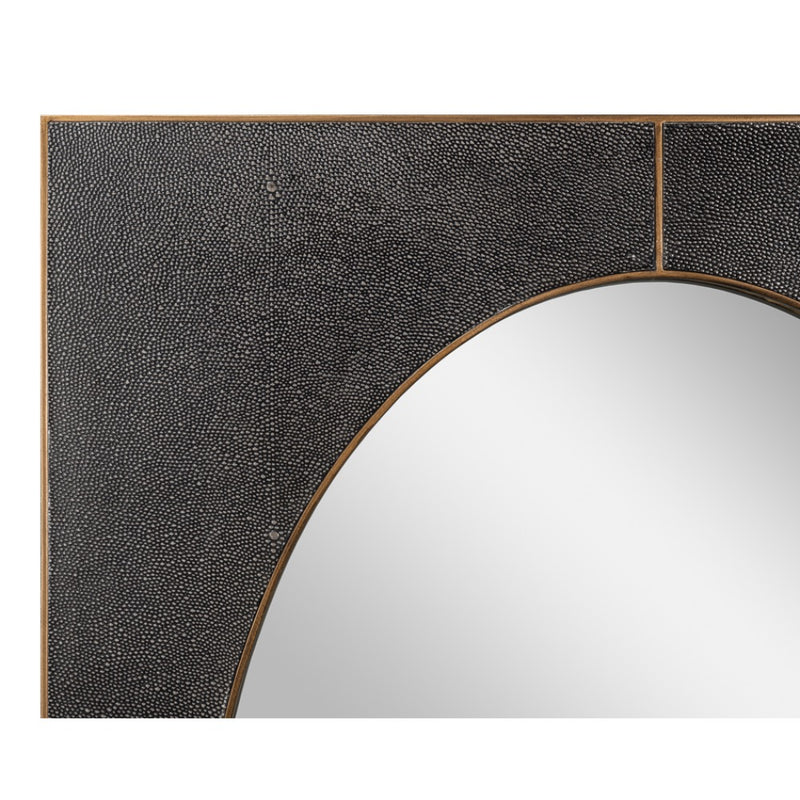 antique gray shagreen mirror rectangle frame brass detail