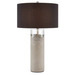 tall cylinder concrete table lamp black shade