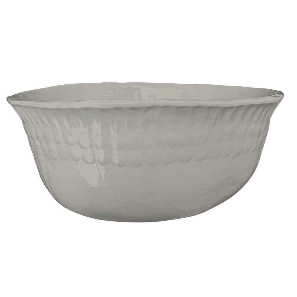 stone melamine serving bowl dotted edge