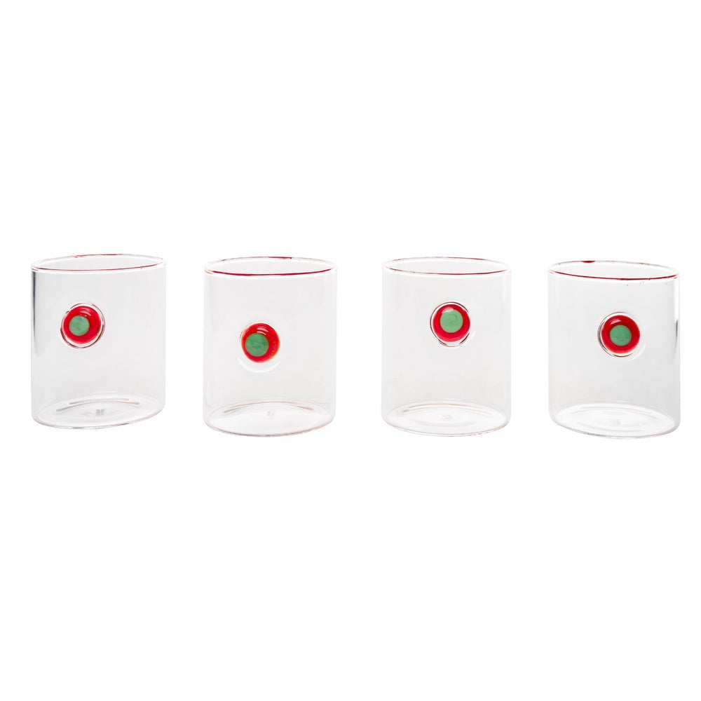 red green tumbler glasses set christmas holiday