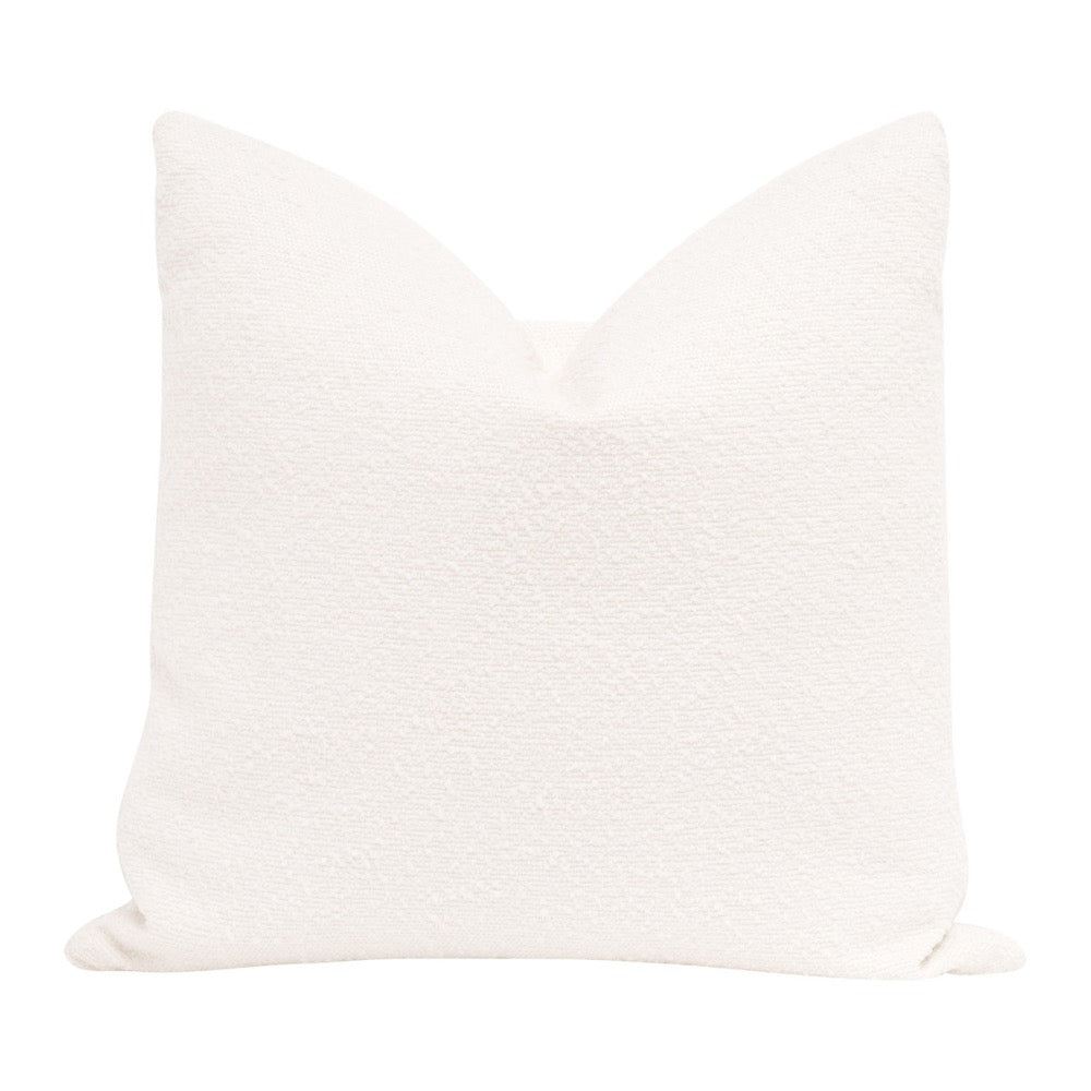 throw pillow square natural down filled boucle white fabric