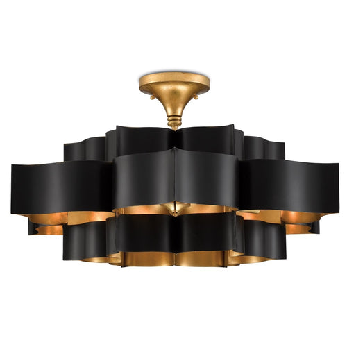 large black gold leaf lotus chandelier