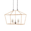 rattan wrapped iron hanging rectangle lantern light fixture