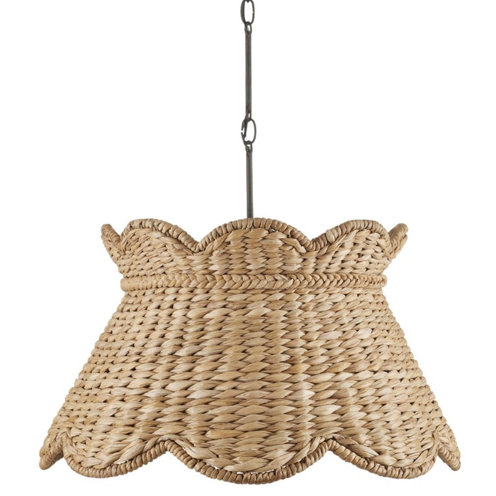 natural water hyacinth scallop shade pendant light