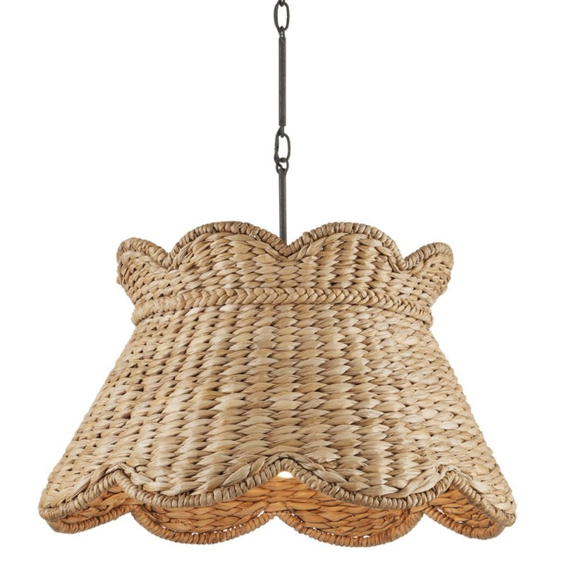 natural water hyacinth scallop shade pendant light