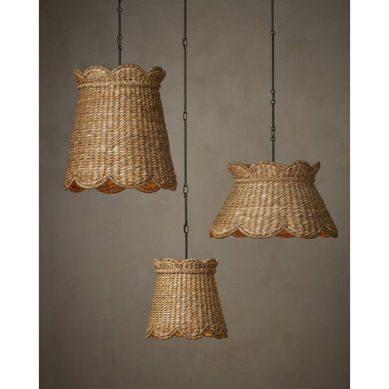 natural water hyacinth scallop shade pendant light