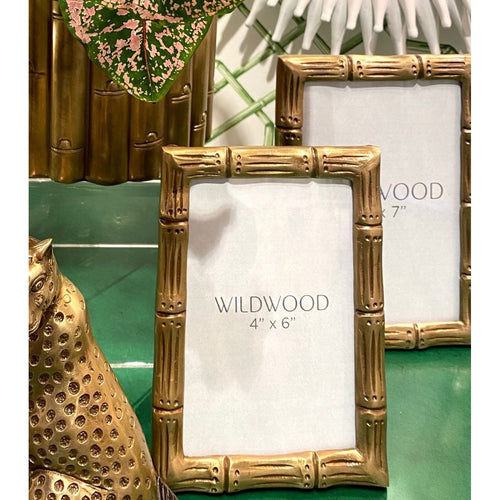 photo frame rectangle bamboo brass glass small