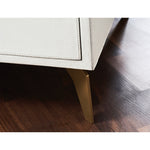 modern white leather 3-drawer bedside chest brass hardware