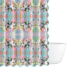 teal patterned shower curtain scalloped edges