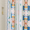 navy patterned shower curtain scalloped edges