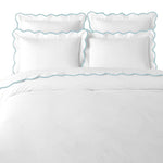 white full queen duvet blue scalloped border