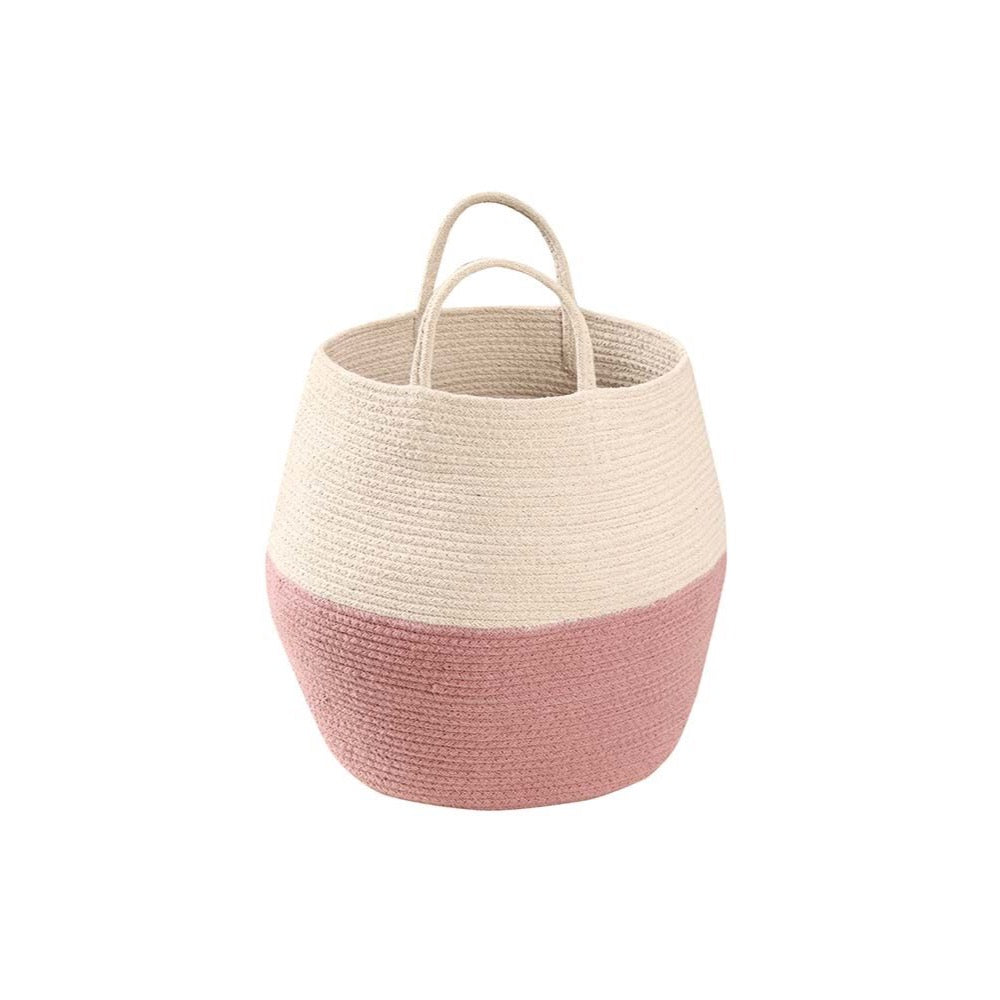 blush natural woven basket open top handles 