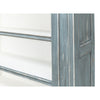 tall blue grey distressed bookcase white interior crown molding 