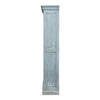 tall blue grey distressed bookcase white interior crown molding 