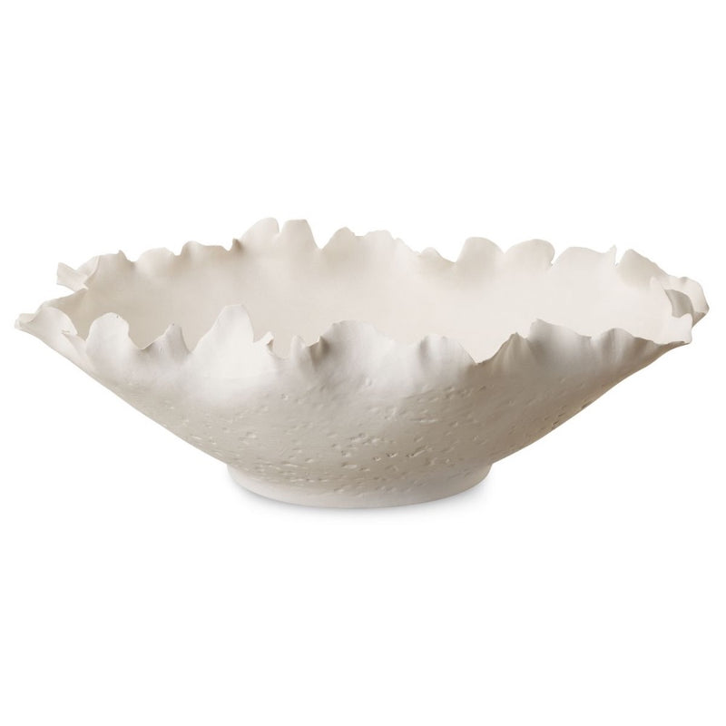 white ceramic bowl oval textured rippled edge