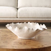 white ceramic bowl oval textured rippled edge