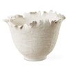 white ceramic bowl round textured rippled edge