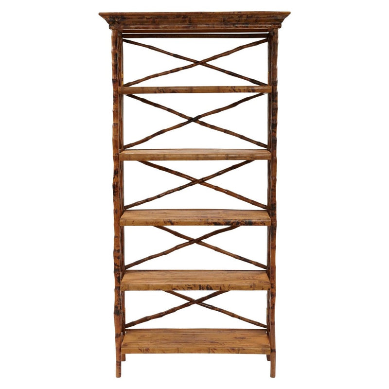 5 shelf bookcase rattan tortoise finish