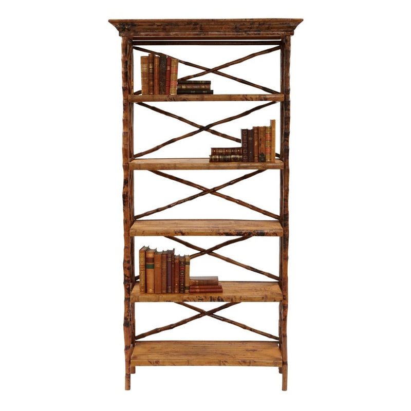 5 shelf bookcase rattan tortoise finish